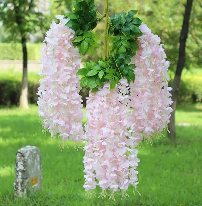 Wisteria Wine Elegant Artificial Silk Flower Wisteria Vine Rattan For