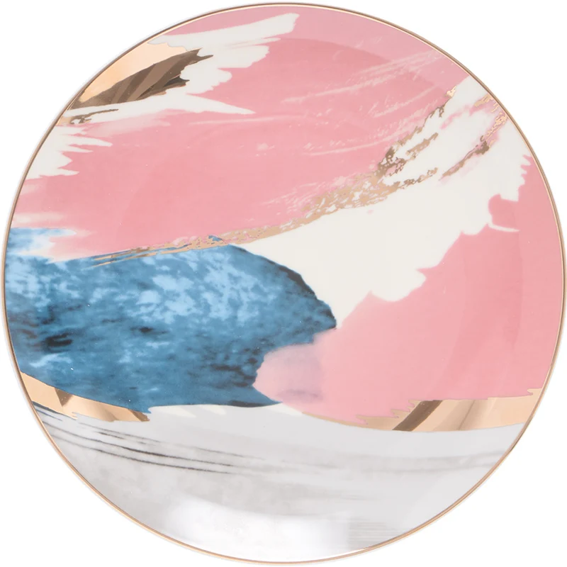 Colorful noble nordic tableware rainbow design italian  dinnerware ceramic plates set 