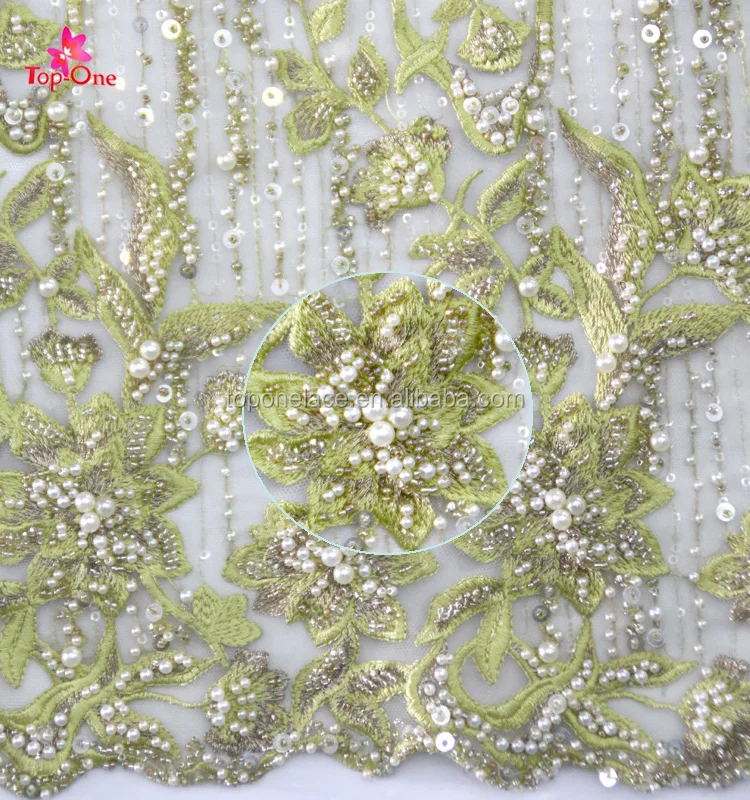 Top Quality Wedding Dress Sequins And Beaded Material Embroidery