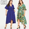 Guangzhou Clothing Fat Women XXXL Plus Size Wrap Dress Office lady Fashion Big Size Clothes
