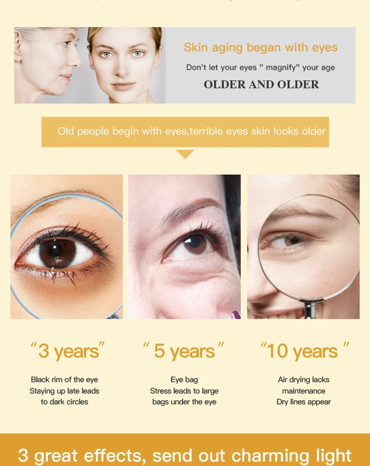 Royal 24k Gold Collagen Reduce Puffiness Eye Mask Gold eye patch OEM Black rim of the eye