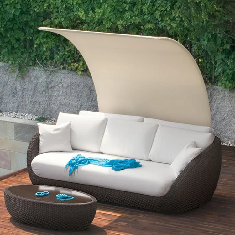 Outdoor daybed rattan daybed luxury with canopy bed garden furniture  for outdoor