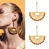 2020 New fashion bohemian wooden earrings african fan shaped dangle earrings jewelry for women
