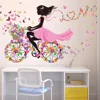 Removable home decor 3d bike wall stickers girl