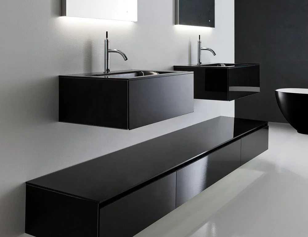 Washroom Basin Black Double Suspended Modular Bathroom ...