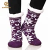 J511 Womens Thick Knit Sherpa Lined Cozy Thermal Fuzzy Slipper Socks With Grippers