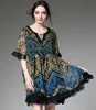 Europe and the United States fashion summer new loose printing silk chiffon lace dress