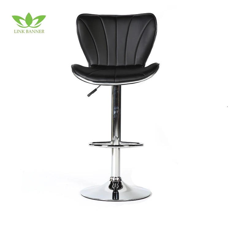 High Quality Modern Pu Leather Bar Chair Black Adjustable Metal Stool