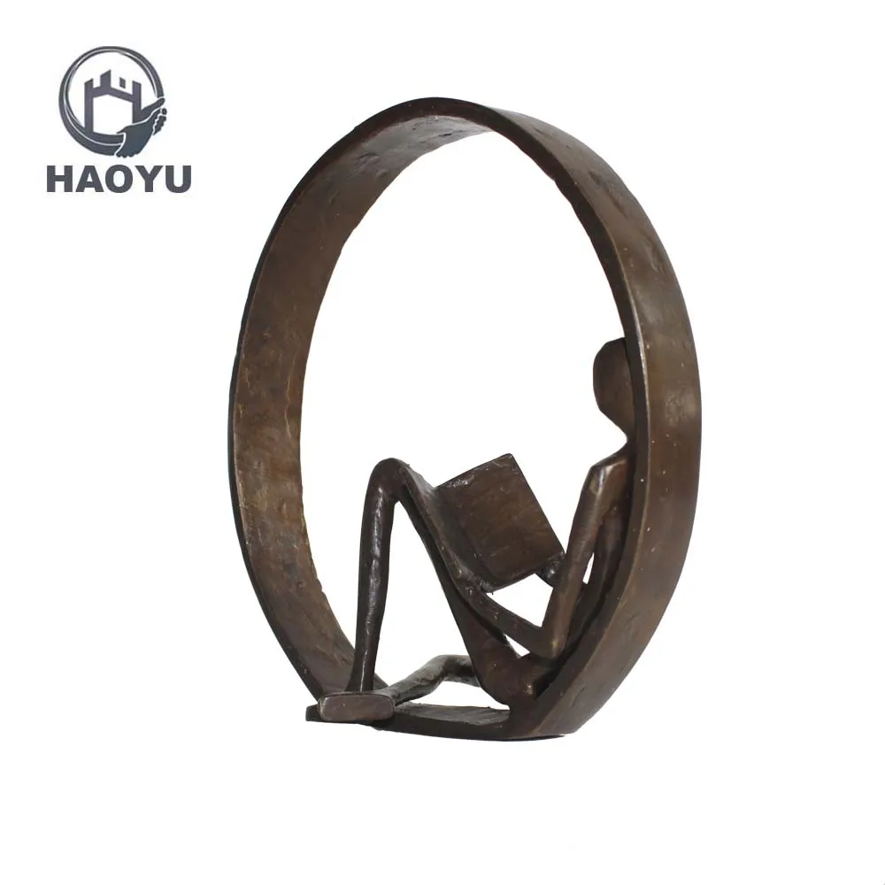 Novel design famous abstract metal art cast iron reading sculptures.jpg