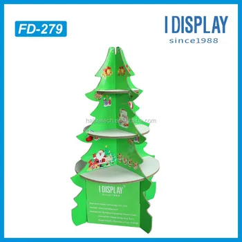 Forma di albero di natale 4 lato mostra cartone ondulato piano ... Albero di natale con mensole