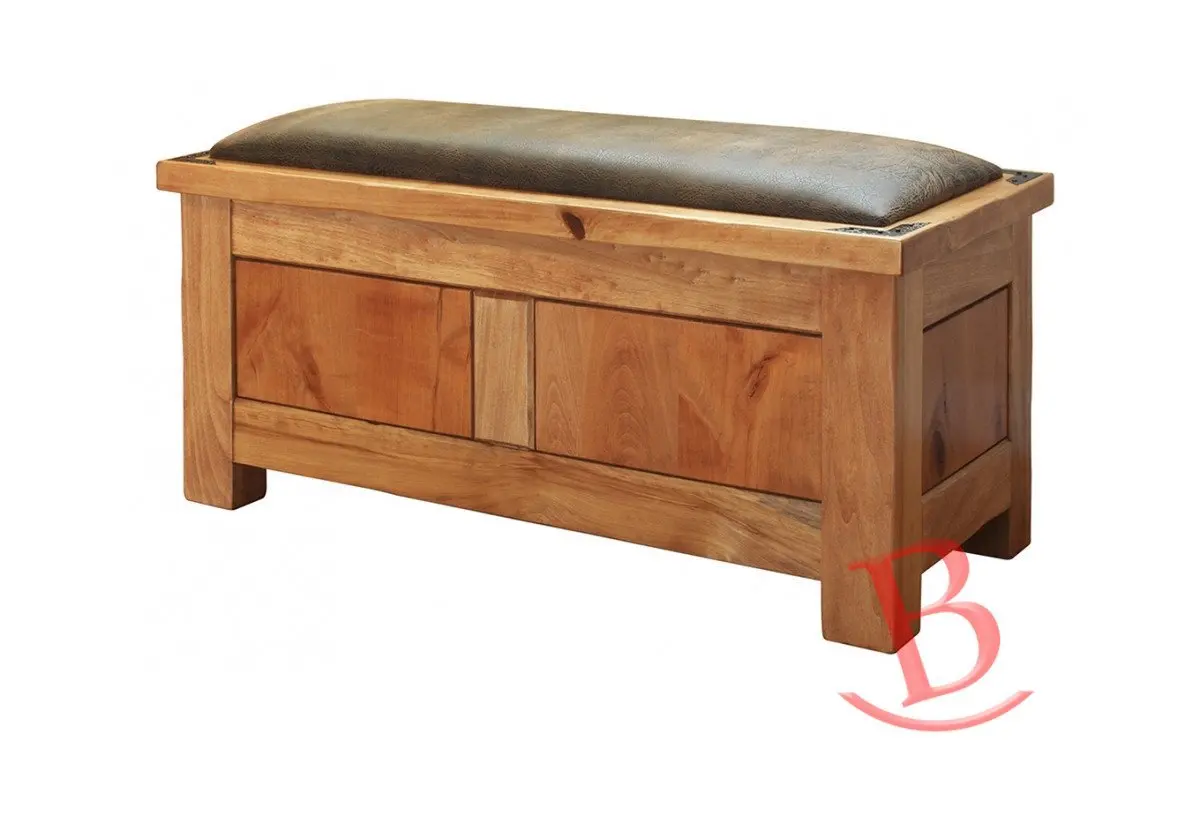Heath Bedroom Storage Trunk Hardwood Rustic Western Lodge Cabin Seating