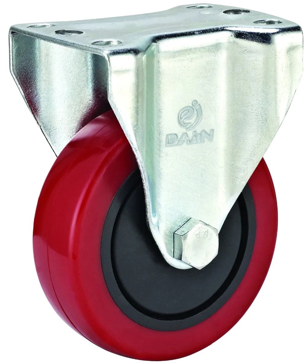 Red Swivel Polyurethane Wheel Casters with total Brake
