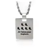 Dolphin Letters Print Rectangle Stainless Steel Necklace Pendant, Fashion Letters Print Rectangle Pendant