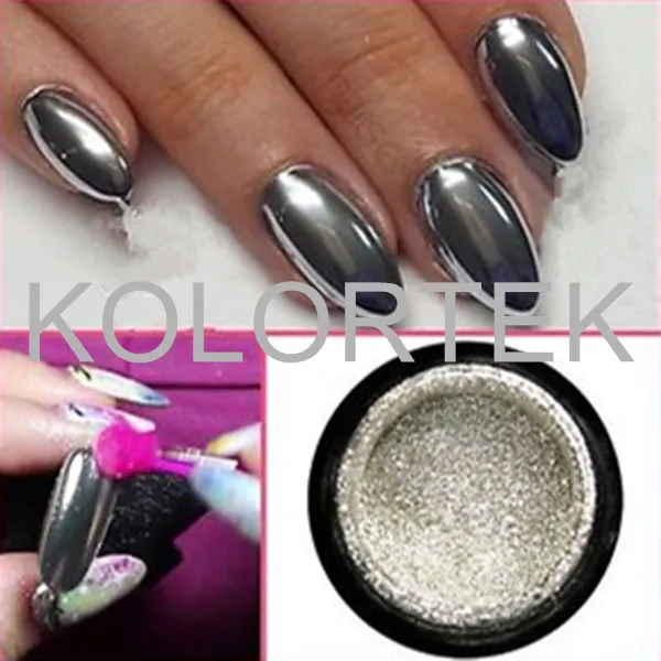 Glitter pigment chrome nagel spiegeleffekt metallic silber pulver