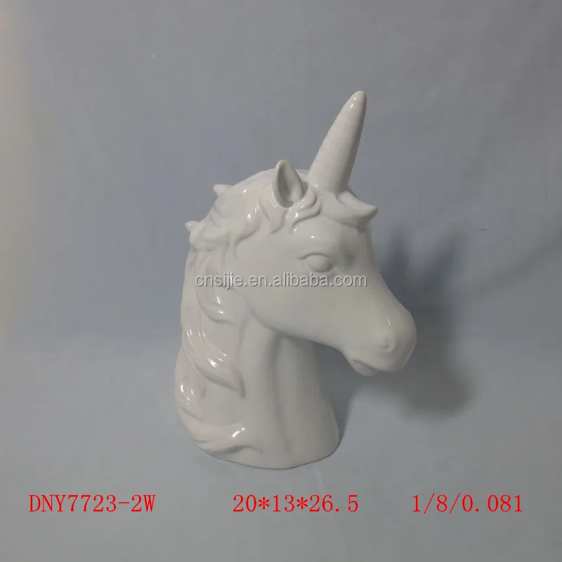 Wholesale ceramic decorative white unpainted unicorn figurines