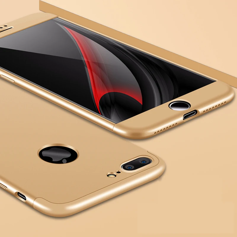 2018 hot sell 360 cover Removable 3in1 Hard PC Shield Back Cover Case for iPhone 7 Plus phone cases