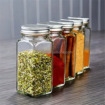 square glass spice jars