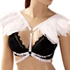 Womens Feathers Harness Bra Epaulette Shoulder Wing Strappy Elastic Adjust Crop Tops Punk Festival Burning Man Rave Costumes