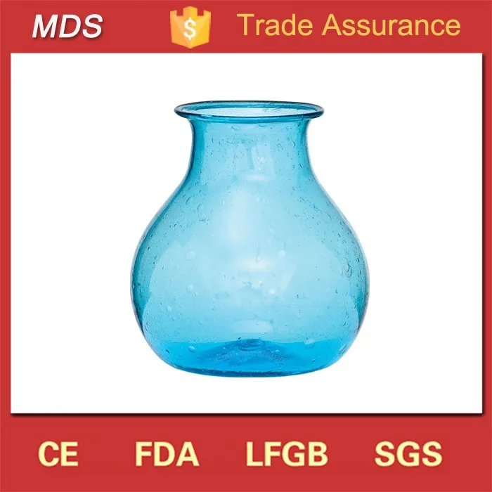 Hand blown recycled turquoise antique blue glass vase