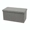 Grey Linen fabric folding storage foot stool ottoman