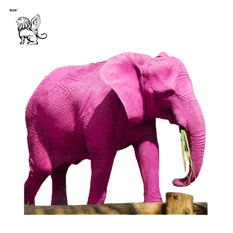 Taman Fiberglass Resin Gajah Patung Pink Pekerjaan Tangan Model