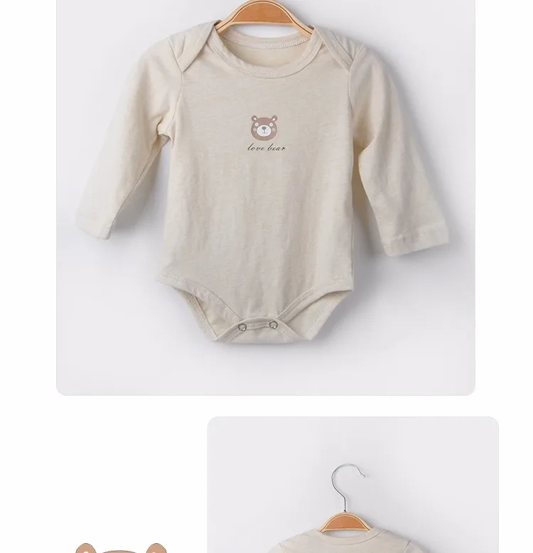 Natural Colored Cotton Preemie Clothes Baby Romper Sets Wholesale