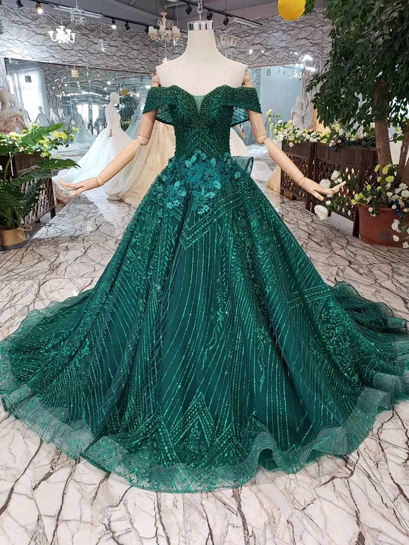 Htl240 Jancember Green Emerald Luxury High Quality Off Shoulder Heavy ...