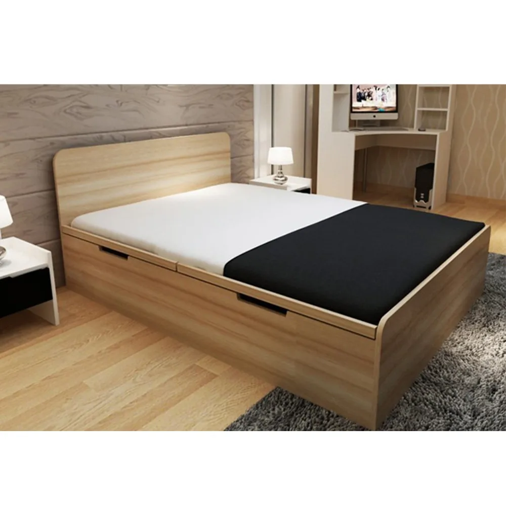 Hot Sale Mdf Wood Bed Designs Adjustable Queen Bed With Big Storage
