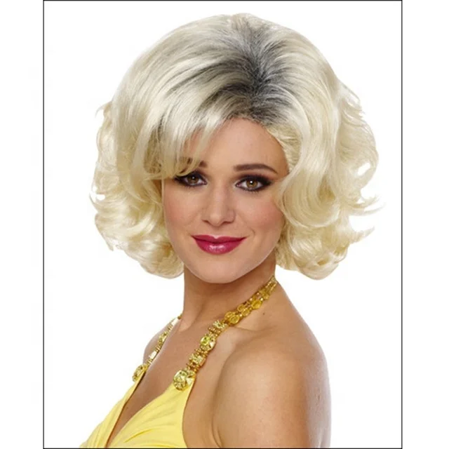 Top Quality Noble Gold And Black Synthetic Hair Short Deep Wave
