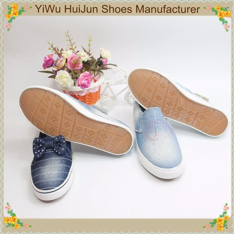 denim bow shoes