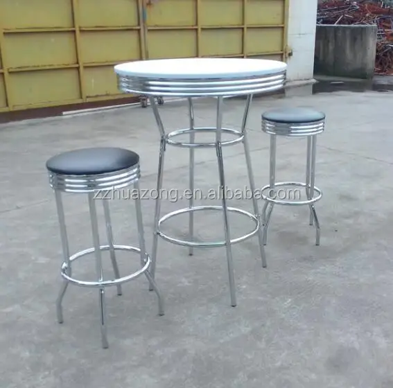 Retro 3 Pieces Chromed Bar Table And Stool Buy Bar Table And Stool
