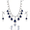 S-14 Xuping colorful dark blue brand bridal wedding jewelry, leaf shape water drop jewelry sets