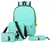 4pcs/set Canvas Candy Color School Bags Waterproof Women Backpacks Bags Printing Cute Cat School Bag Backpack For Teenager Girls