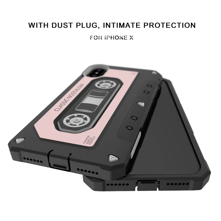 2017 Newest desig TPU+PC Classic vintage tape series cassette tape phone case for iPhonex X for iPhone case for iphone x