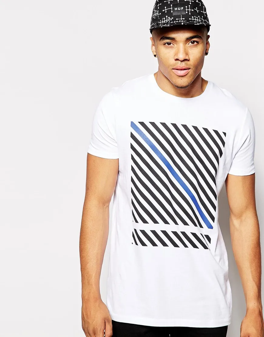 Longline T-shirt With Diagonal Stripe Placement - Buy Longline T-shirt ...