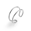 Simple Two Line Open Plain Geometry Open Adjustment Ring S925 Sterling Silver Eternity Ring for Woman and Man