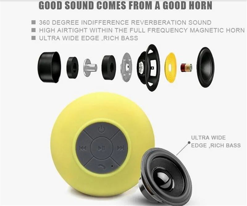 Wireless bluetooth speaker portable suction cup wireless shower speaker