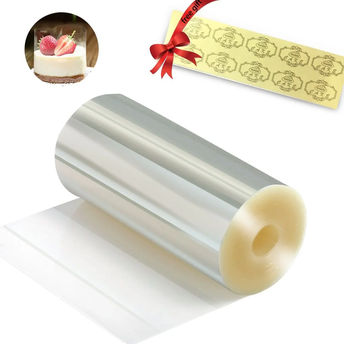 Cake Collars 3.9 x 394inch, Picowe Acetate Rolls, Clear Cake Strips, Transparent Cake Rolls, Mousse Cake Acetate Sheets for Chocolate Mousse Baking, Cake Decorating
