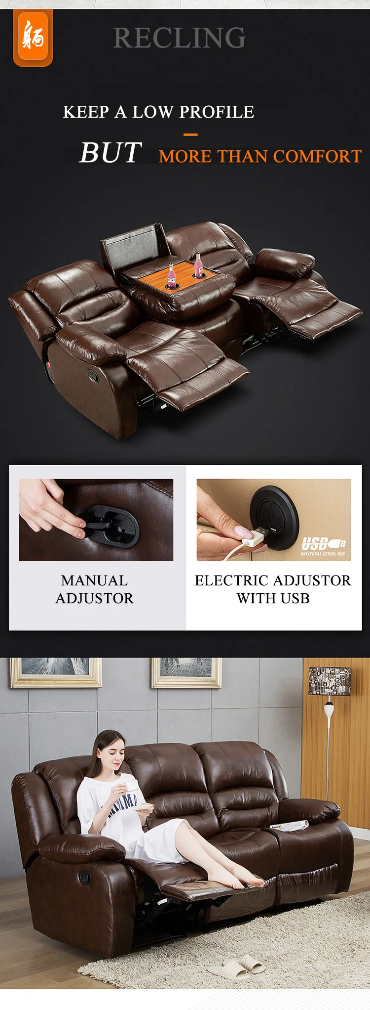 reclining sofa leather