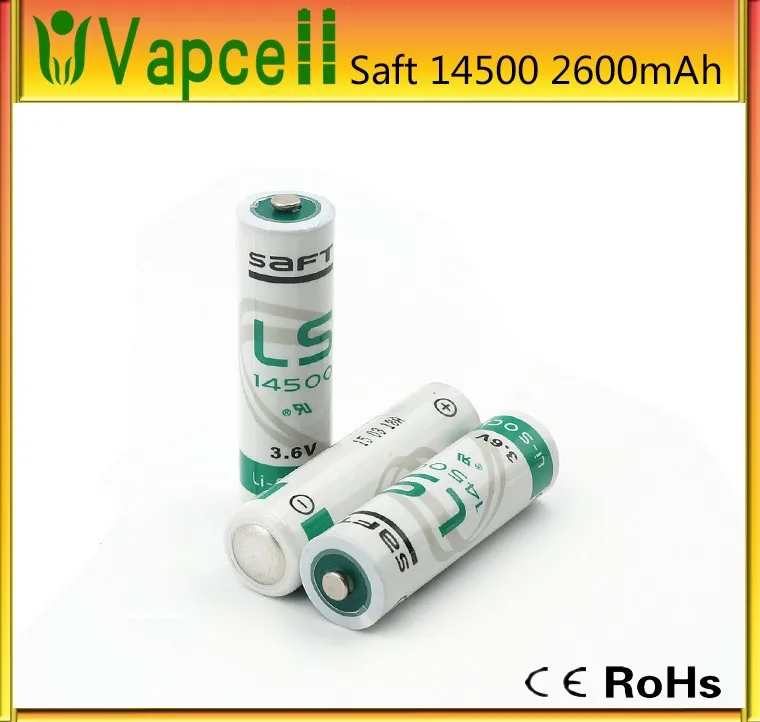 Lithium Batterie Saft LS14500 Mignon/AA 3,6Volt mit axialem Lötdraht 3,6V 2600m 