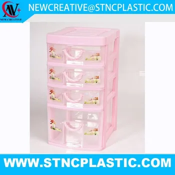 Pink Clear 4 Layers Plastic Table Drawers Organizer Chest Home Pink Clear 4 Layers Plastic Table Drawers Organizer Chest Home Office Storage Box