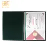 2019 Dark green color Pu leather document certificate cover folder