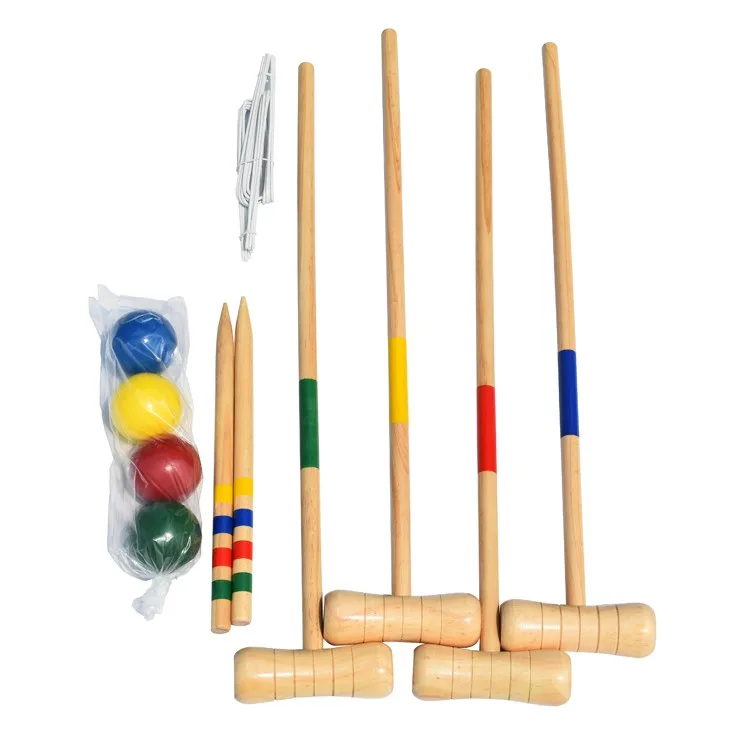 4 Player Outdoor Garden Wooden Croquet Mallet Toy Game Set - Buy ...