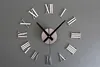 DIY 3D Wall Clock Sticker Metal Watches Roman Numeral Home Decor