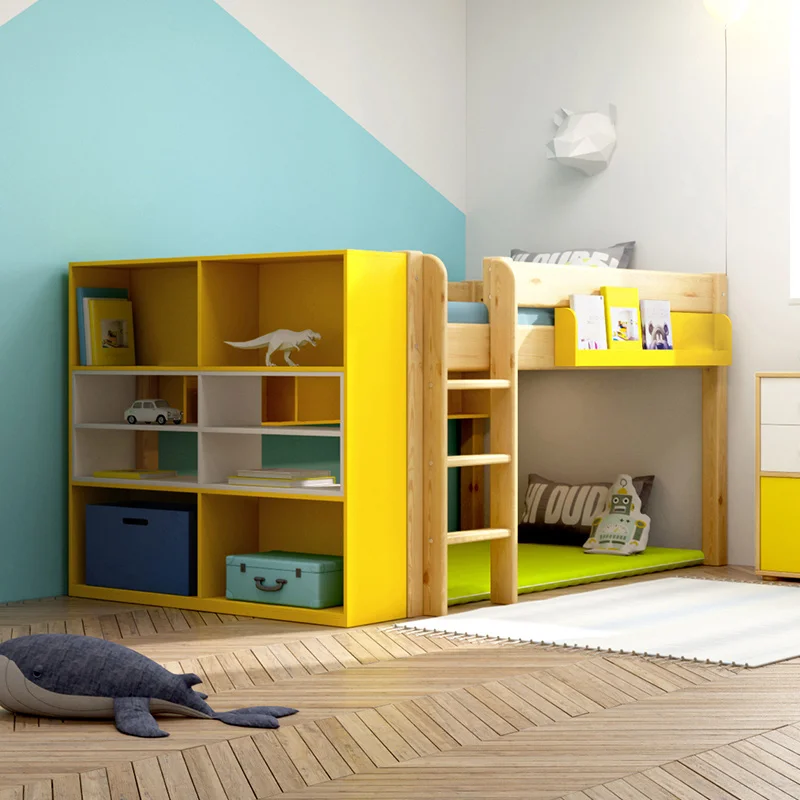 Hoge kwaliteit slaapkamer meubilair set houten loft stapelbed voor kids