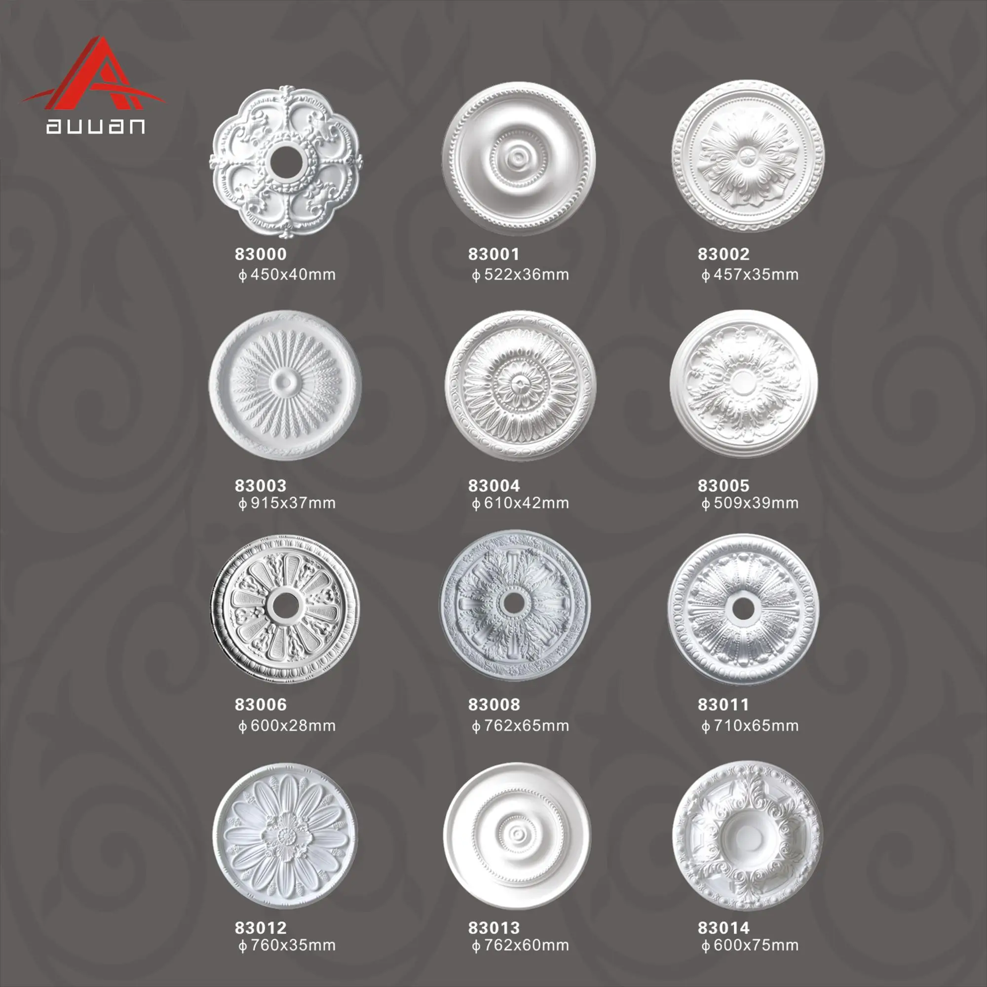 Modern Simple Pu Light Weight Ceiling Medallion Mold Decorative Ceiling