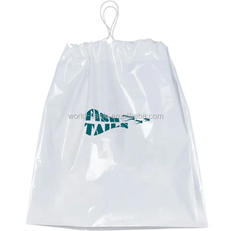 50 Micron Custom Laundry Plastic Bag With Cotton Drawstring For Hotel