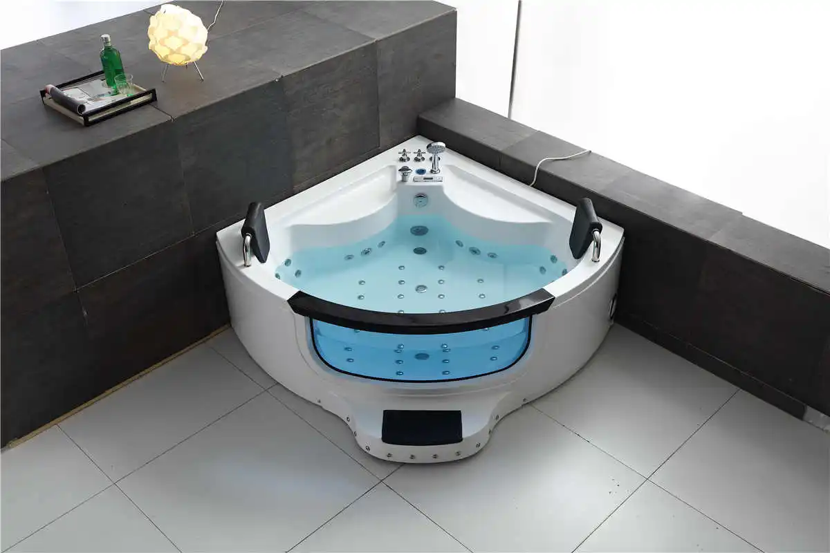 Two Persons Corner Bath Tub Whirlpool Jets Massage Bathtub 1.5X1.5m - China  Bathtub Whirlpool, Bathtub