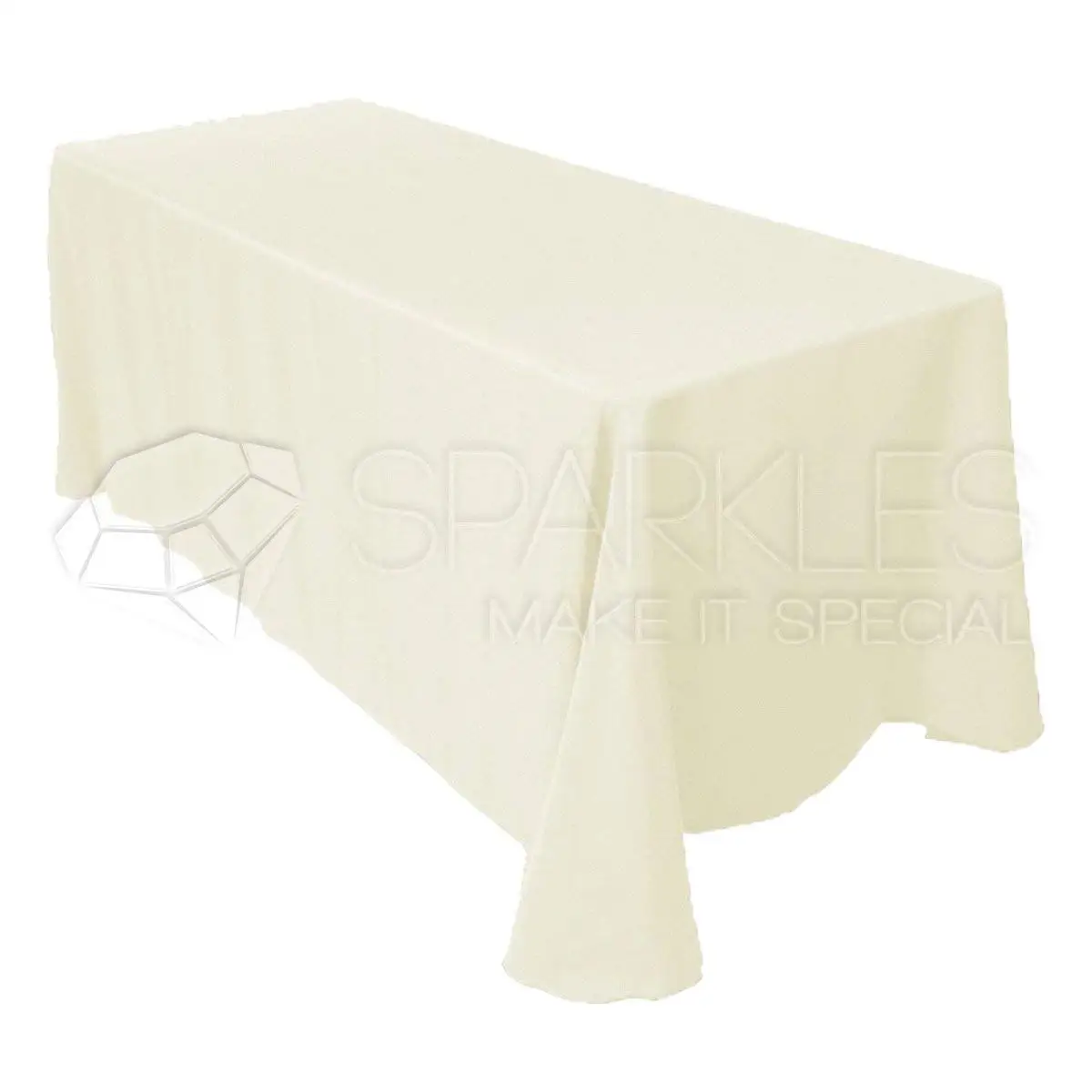 Sparkles Make It Special 10-pcs 90" x 156" Inch Rectangular Polyester Cloth Fabric Linen Tablecloth - Wedding Reception Restaurant Banquet Party - Machine Washable - Choice of Color - Ivory