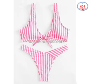 pink striped bathing suit